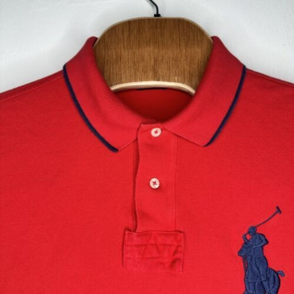 Polo Ralph Lauren Vintage Polo Shirt Mens Custom Fit Red XL Big Pony #3 Casual
